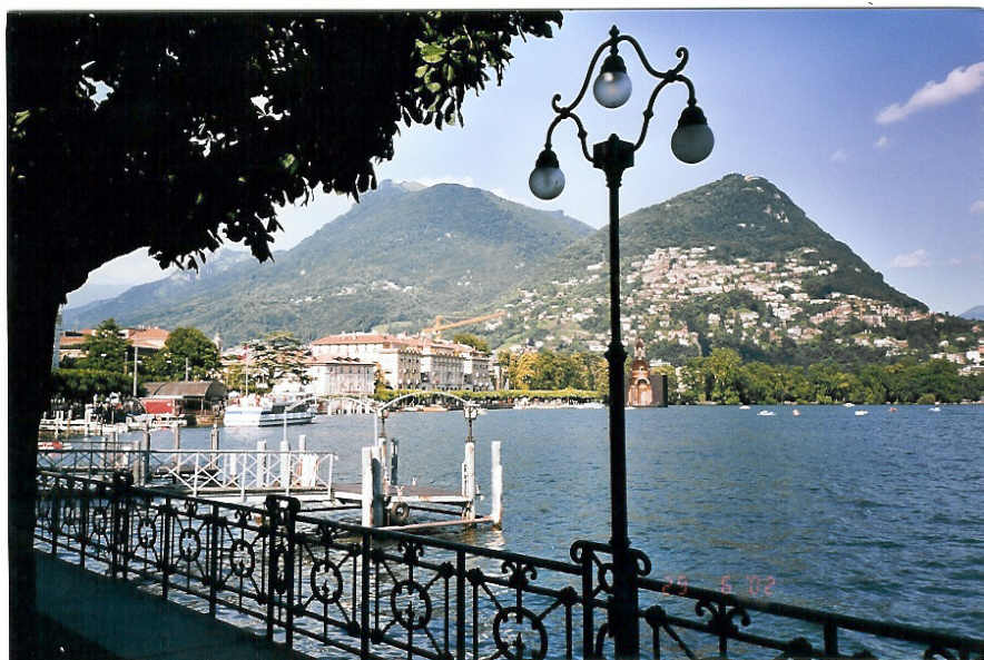 Lugano lake front with Monte Bré